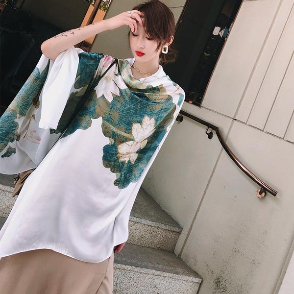 

scarves solid silk women scarf winter warm wool shawls lady wraps bufanda floral luxury embroidery warn 2021, Blue;gray