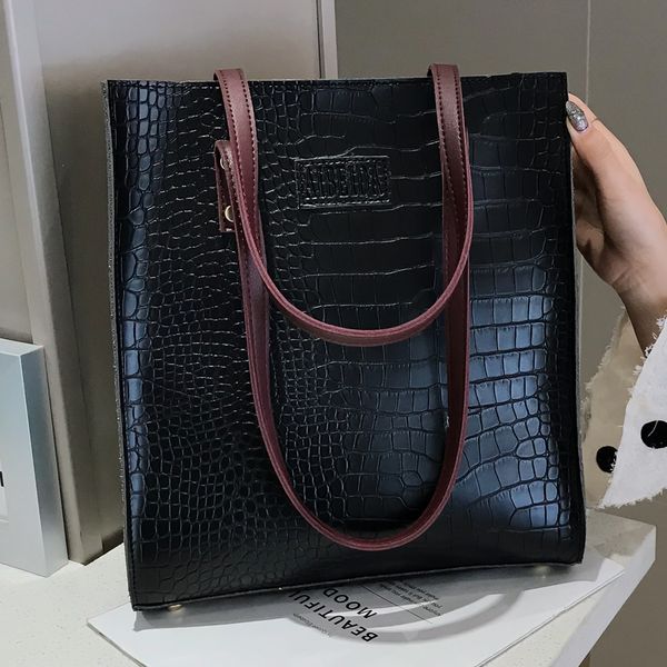 

fashion crocodile pattern women handbag leather ladies hand bags luxury handbags women bags designer shoulder bag for women 2019 c1009