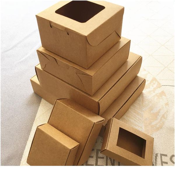 

24pcs/lot 24 sizes big and small kraft cardboard packing gift box handmade soap candy for wedding decorations eve sqcptt