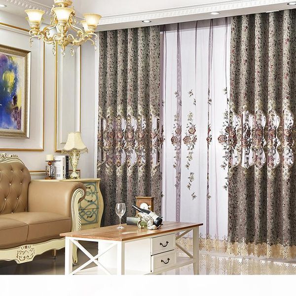 

modern style chenille hollow embroidered rich peony curtains for living dining room bedroom