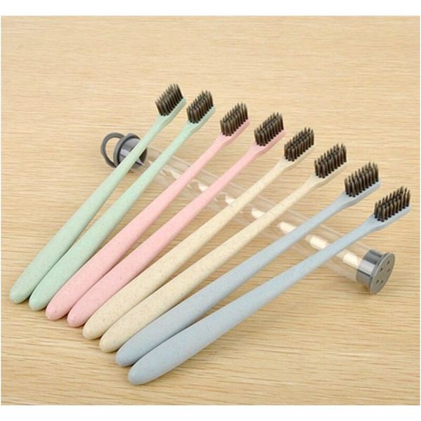 

soft bamboo charcoal toothbrush eco friendly wheat straw toothbrush portable l home travel tooth brush oral care jllrke eatout