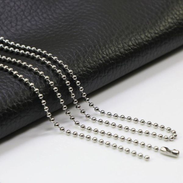 

chains gold metal round bead chain necklace for women stainless steel ball sweater diy long jewelry accessories bff, Silver