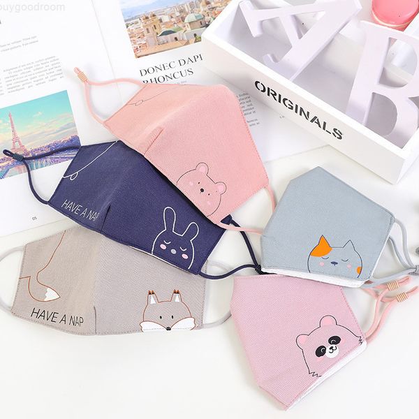 

ice silk anti-pollution boy girls cartoon cotton face mask kids anti-dust breathable earloop washable fac