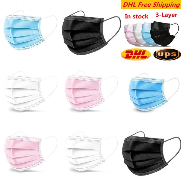 

black dhl disposable ups masks pink white box with elastic ear loop 3 ply breathable dust air anti-pollutioutletl922