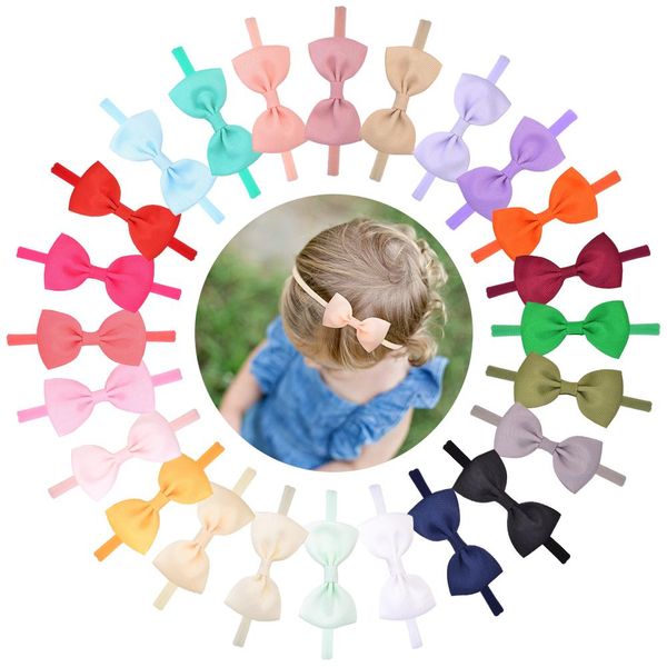 

24 colors 1piece solid grograin ribbon elastic hair band baby headband for girl kids boutique newborn hairbands hair accessories q wmtbkl