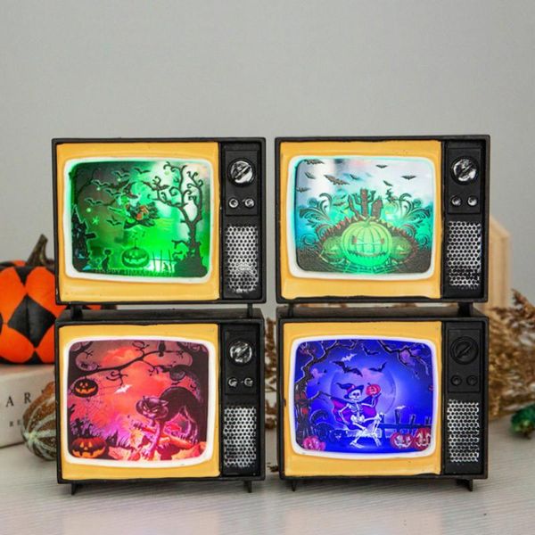 

decoration props for halloween lights creative retro tv led lights bar scene atmosphere layout wall lamp