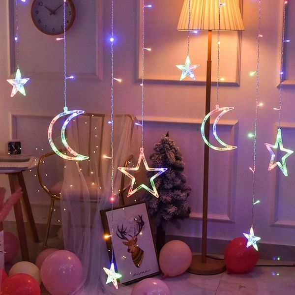 

110v 220v plug 3.5m led moon fairy curtain light christmas garland string lights for home new year wedding decoration