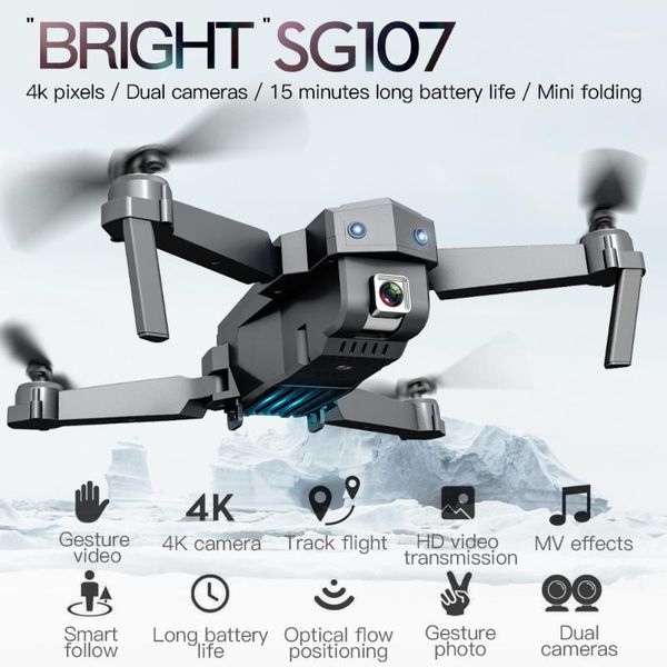 

drones sg107 mini drone with 4k wifi 1080p fpv camera rc 2.4ghz quadcopter optical flow quadrocopter toys vs e58 e681