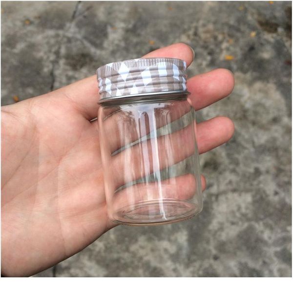 

47*70*34mm 80ml glass bottles screw cap sile ser leakproof empty jars glass transparent bottle food liquid bottl bbyjrt