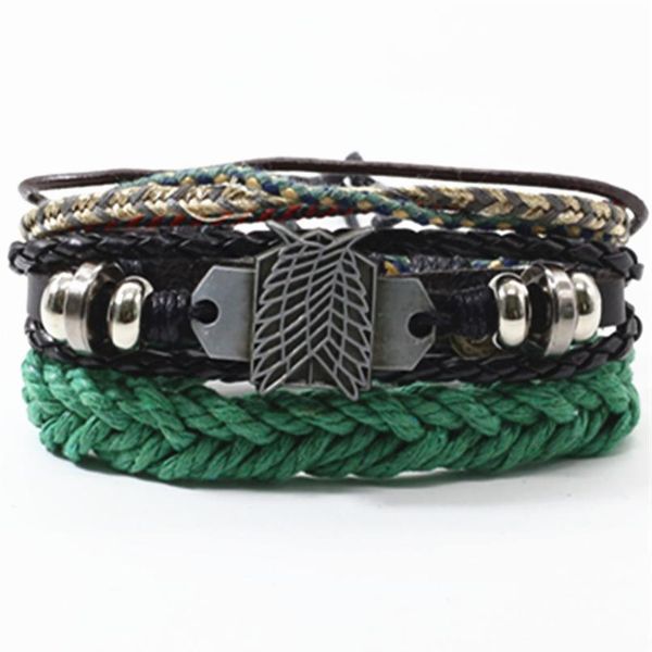 

green braided rope ethnic multilayer handmade leather men bracelets set women vintage bangle male homme men jewelry acc jlljiy, Golden;silver