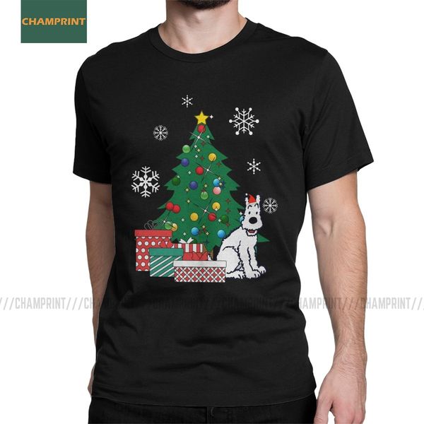 

men snowy around the christmas tree the adventures of tintin herge comic dog short sleeve tees party hooded sweatshirt hoodie men t shirt