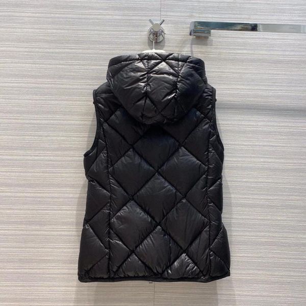 

115742 sleeveless white duck down women down vest1, Black