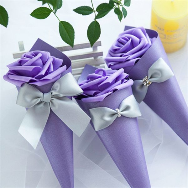 

22cm bow flower cone candy box cajas de regalo package holder case creative jewelry wedding party favor organizer lipstick gift 1xya b2