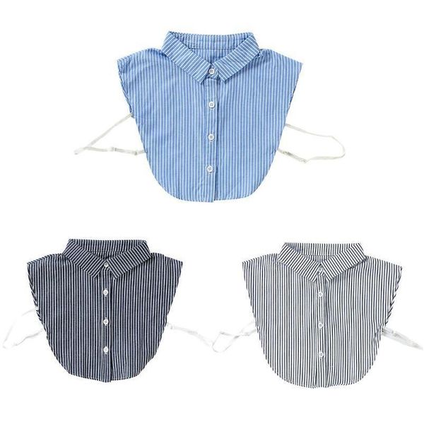 

stripes pointed lapel fake collar plaid half shirt necklace choker with buttons y5gc stripes jllwdf, Blue;red