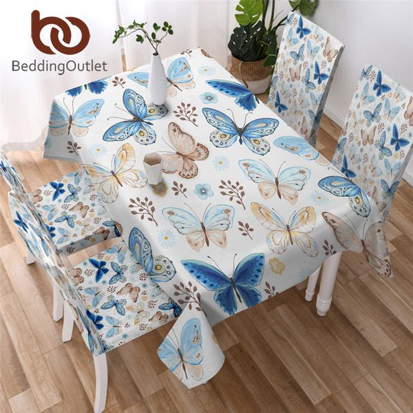 Beddingoutlet Borboleta Toalha de Tabela de Tabela À Prova D 'Água Tabela de Jantar Pano Voador Butterflies Decoração Tabela Tampa Pastoral Lavável T200707