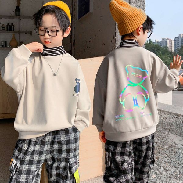 

and boys' pullover with high collar plush base coat, Black