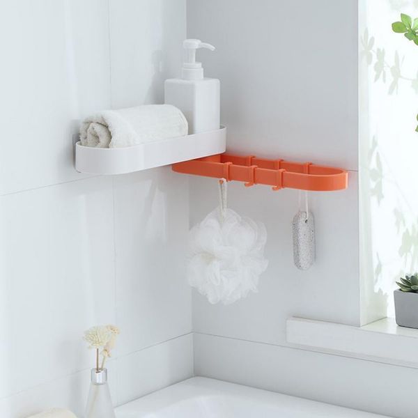

1pcs punch-double layer rotating rack towel rack bathroom toiletries with hook wall hanging household storage