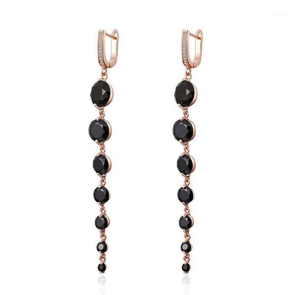 

dangle & chandelier luxury cubic zirconia beads long earrings rose gold silver color tassel drop for women fashion jewelry gifts1