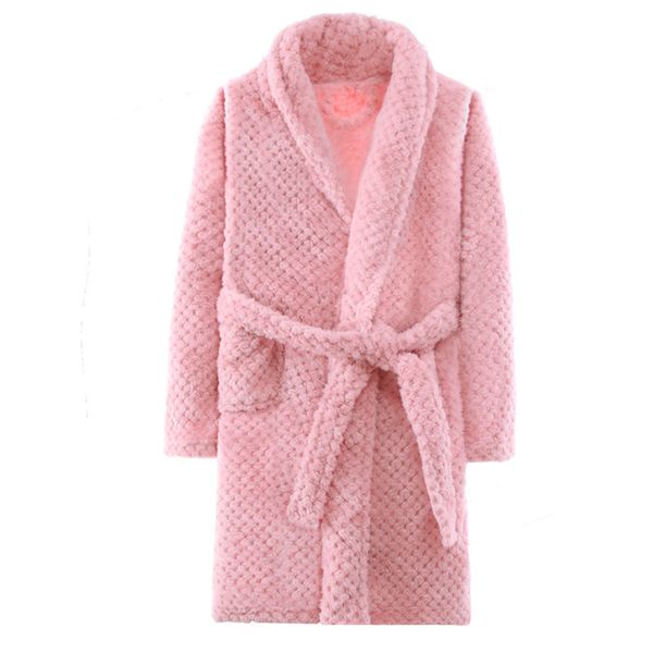 

autumn winter kids sleepwear robe flannel warm bathrobe for girls 4-18 years teenagers children pajamas for boys lj200814, Blue;red