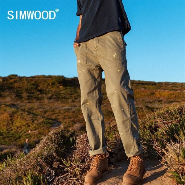 SIMWOOD Summer New Paint-Splattered Cargo Pants Uomo Pantaloni larghi affusolati alla caviglia Moda Streetwear SJ130021 201110