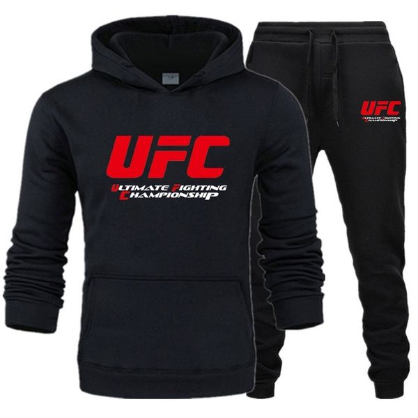 

shaped zipper casual sportswear men's 2-piece hooded sweatshirt spring men's pullover hoodie pants suit ropa hombre 201127, Black