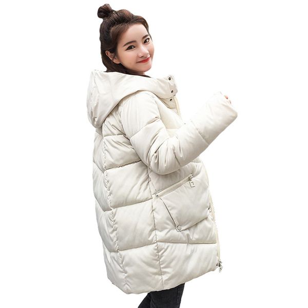 

thick warm hooded long parkas women down cotton padded woman winter jacket coat female, Black