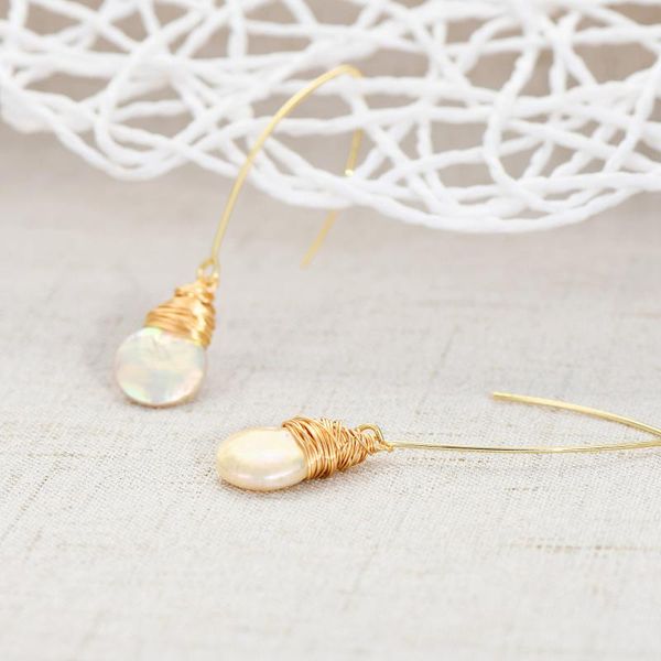 

dangle & chandelier viennois irregular genuine freshwater pearl earring brass with gold filled drop for women jewelry 2021, Silver