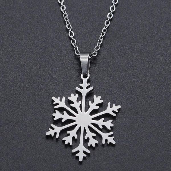 

pendant necklaces snowflake stainless steel charm necklace for women accept oem order drop dainty wholesale, Silver