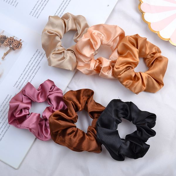 

3.9 inch women silk scrunchie elastic handmade multicolor hair band ponytail holder headband hair accessories