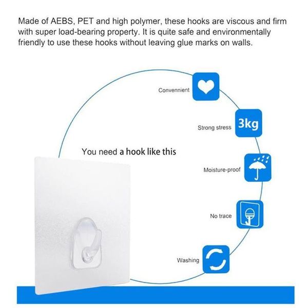 

1pcs anti-skid hooks strong self adhesive wall hangers & storage hooks hanging bathroom creative hooks rails kitchen sil sqckkv
