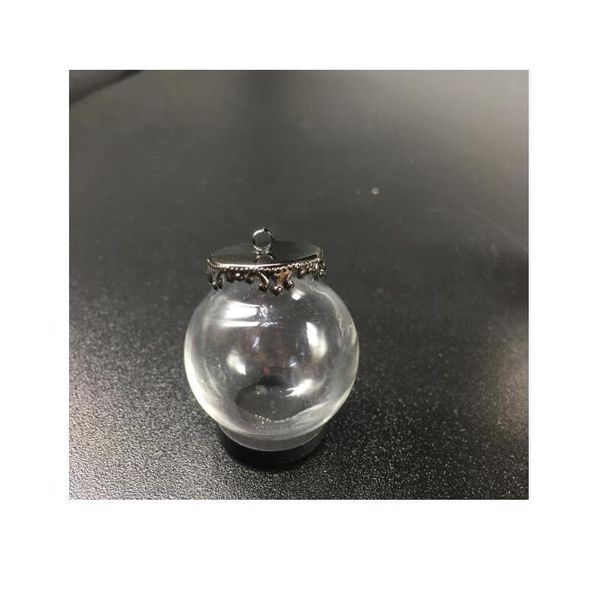 

20sets 25x15mm light bulb glass globes with metal flower base tray jewelry necklace hollow glass orbs diy wishing sqcwxv, Bronze;silver