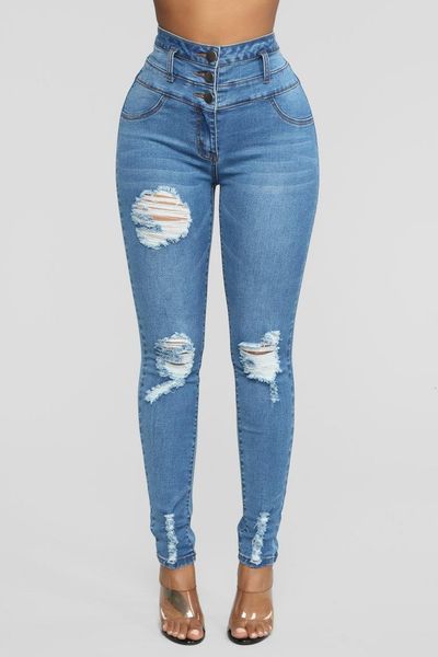 

quality jeans high waist elastic leggings women's new, Blue