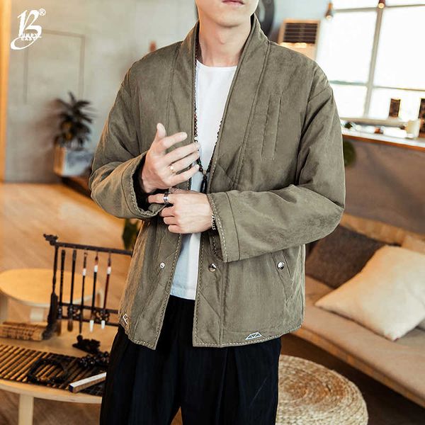 

men's jacket men japanese style thick winter puffer warm jacket stand collar parkas fashion casual windproof coat m-5xl y04, Black