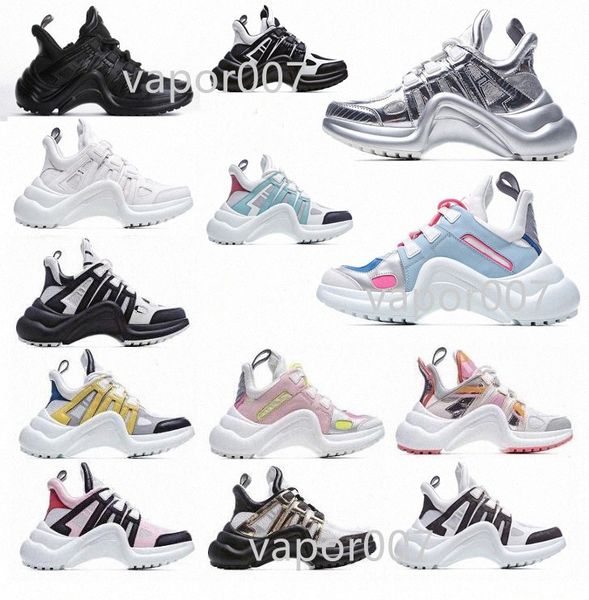 

2021 fashion designer women casual dad shoes block archlight genuine leather sneakers mesh black breathable bow platform shoe styl o0kx#