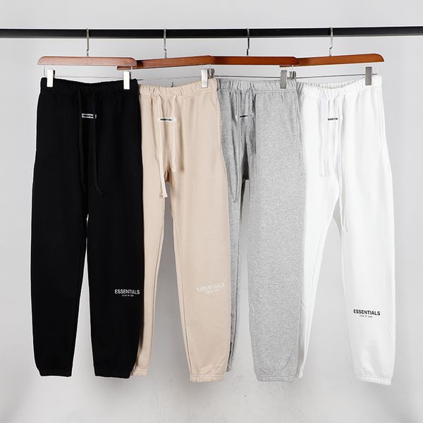 

autumn winter usa fear of god essentials 6th 3m reflective embroidery trousers casual fog sweatpants men women jogger pants, Black