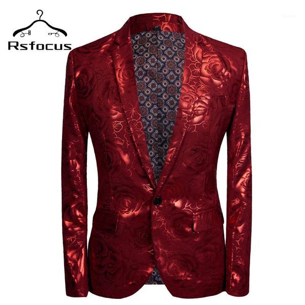 

men's suits & blazers rsfocus hip hop blazer men 2021 arrival shiny red blue rose pattern man casual suit jacket dj mens stage wear xz2, White;black