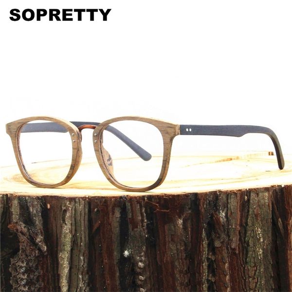 

retro square plank wooden eye glasses frames for men women reading eyewear frame optical eyeglasses clear lens glass so35 t200428, Silver