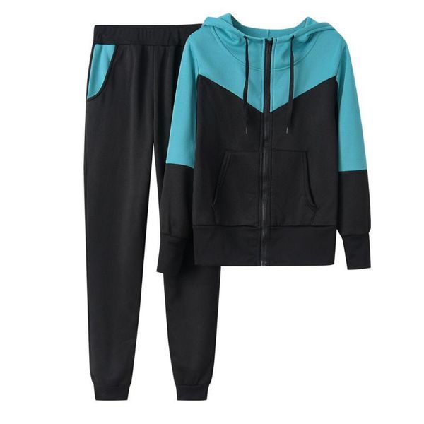 

sportwear two piece set and pants women solid color hooded sweatshirt pant tracksuit sport suit kg-336, White;black