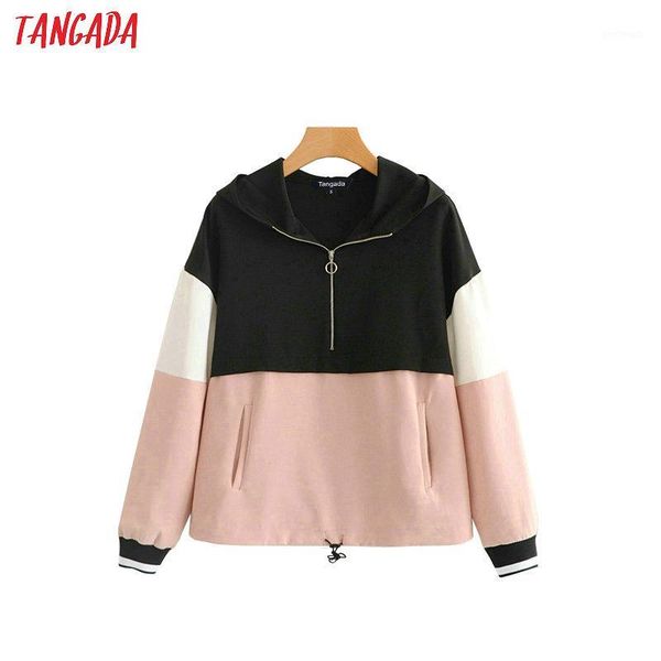 

women's jackets tangada women bomber jacket pink female autumn 2021 long sleeve zipper ladies oversized outwear hy1401, Black;brown