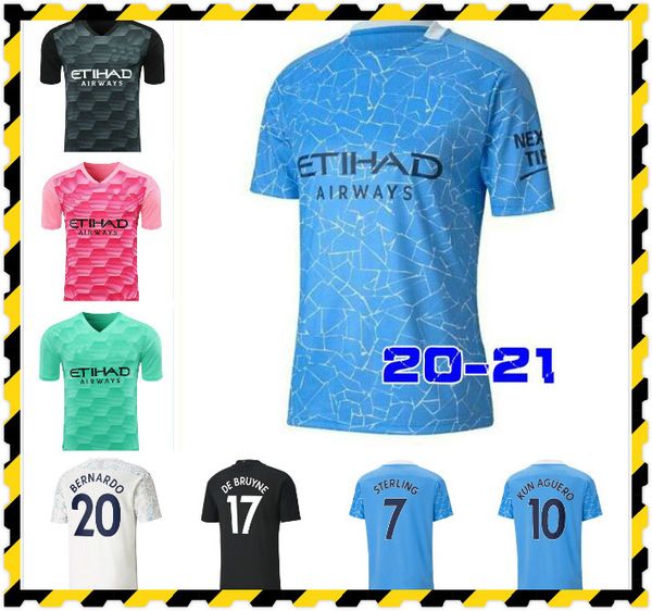

man kids kit 20 21 kun aguero de bruyne player version soccer jerseys 2020 sterling away home 3rd football shirt kompany g. jesus uniforms, Black;yellow