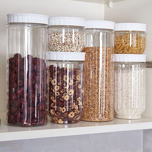 

kitchen transparent storage container with lids sealing pot cereal grain bean rice sealed plastic milk jar