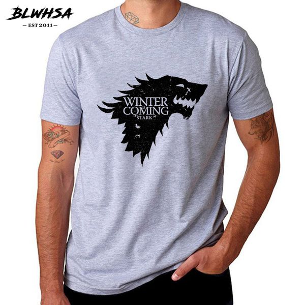 

sport blwhsa the game print winter is coming stark blood wolf men t shirt casual cotton cool t-shirt for men