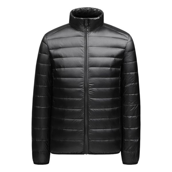 

Down winter new leisure warm light men's duck stand collar down et, Black