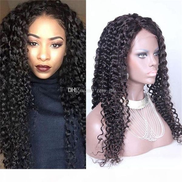 

curly human hair wig 150% density virgin brazilian full lace wig lace front wig deep curly wave human hair wigs for black women, Black;brown