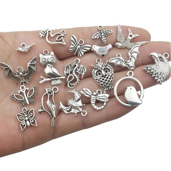 

vintage mixed 10/20pcs metal animal birds charms beads handmade diy for bracelet pendant neacklace clips jewelry making sqcwrg