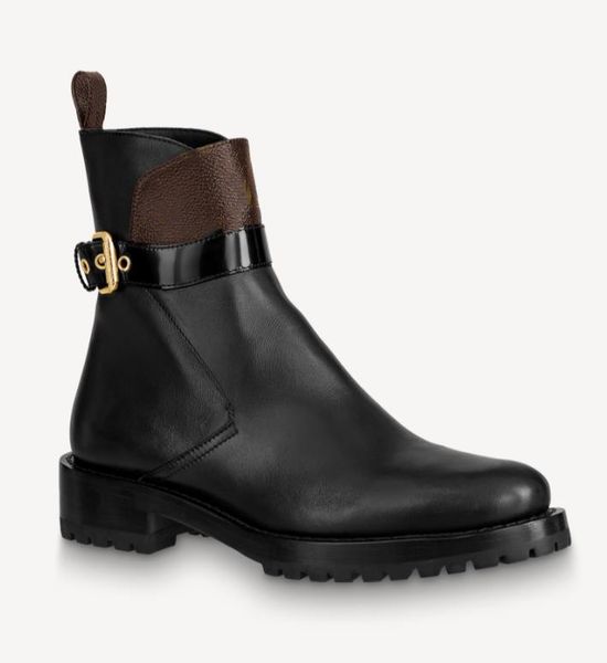 

women black calf leather boots discovery designer lady canvas ankle strap welt rubber sole flat boot