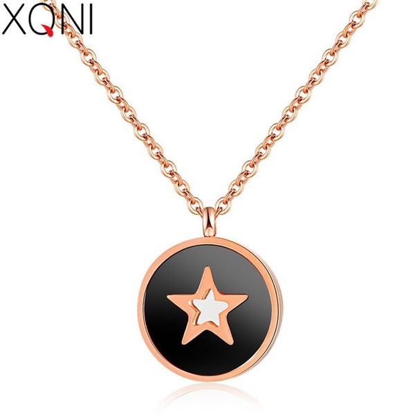 

xqni simple fashion geometric shape round five-pointed combination pendant necklace female short paragraph clavicle chain bbyeby bdehome, Silver