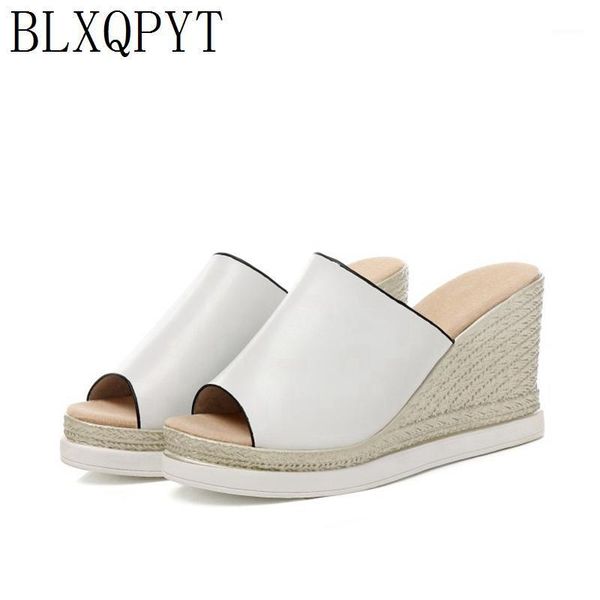 

blxqpyt 2021 big women sandals summer fashion wedges fish mouth thick bottom beach slippers wedding shoes woman c9-961, Black