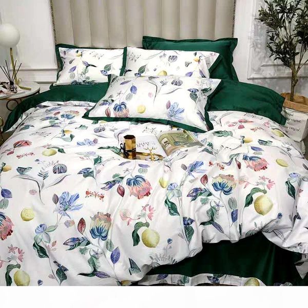 

600tc egyptian cotton bed linen sheets bedding sets duvet cover flower digital print double  king bedspreads #s