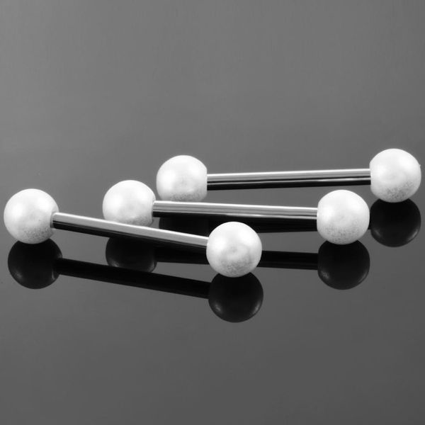 

1pc labret rings faux pearl ball surgical steel barbell piercing tongue barbell piercing tongue ring tragus body jewelry q sqcseg, Silver